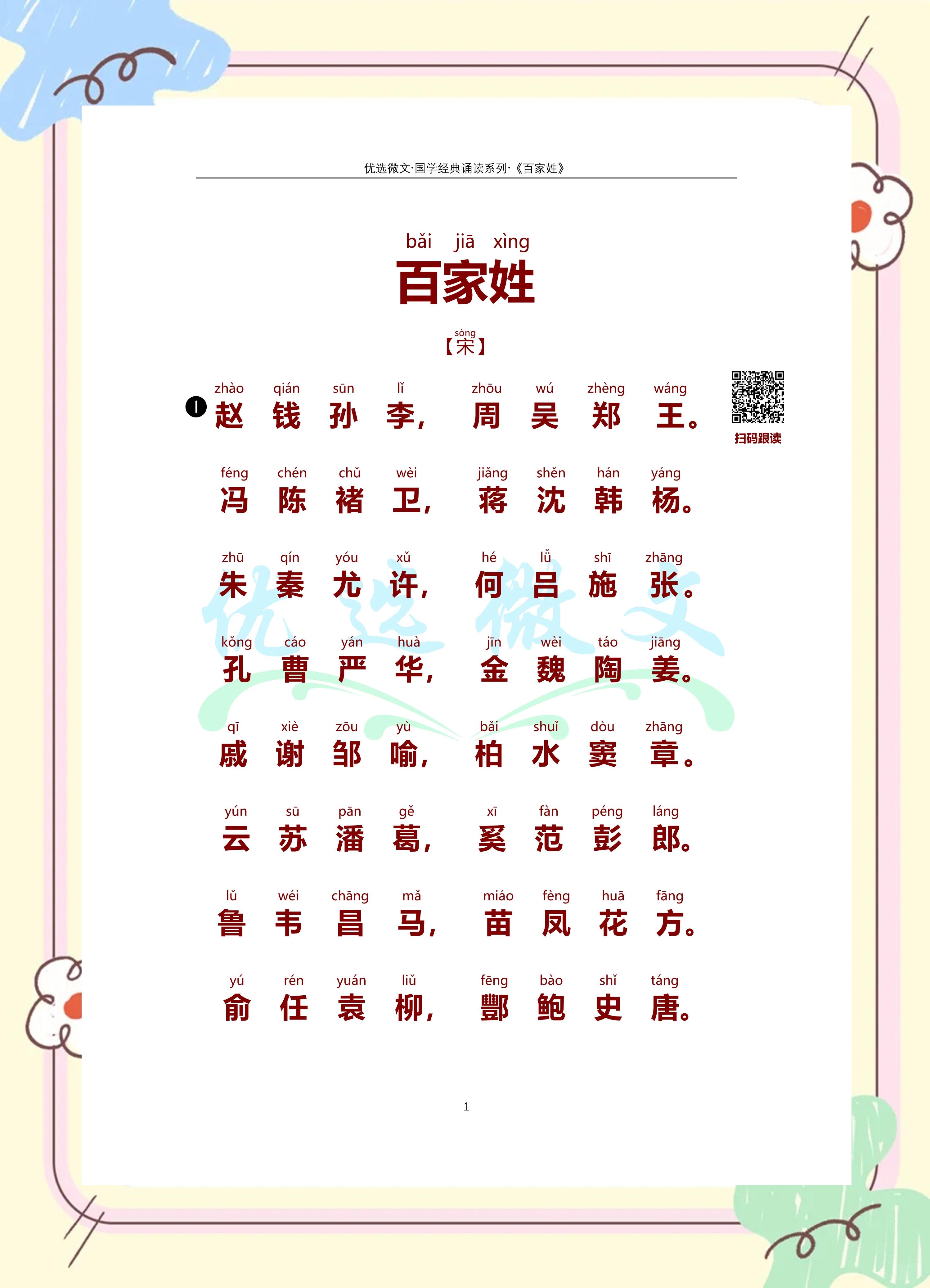 百家姓全部图片大全 百家姓全部图片大全