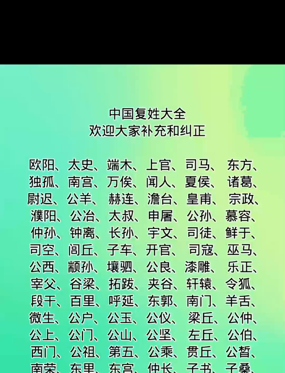 上下结构姓氏一览表