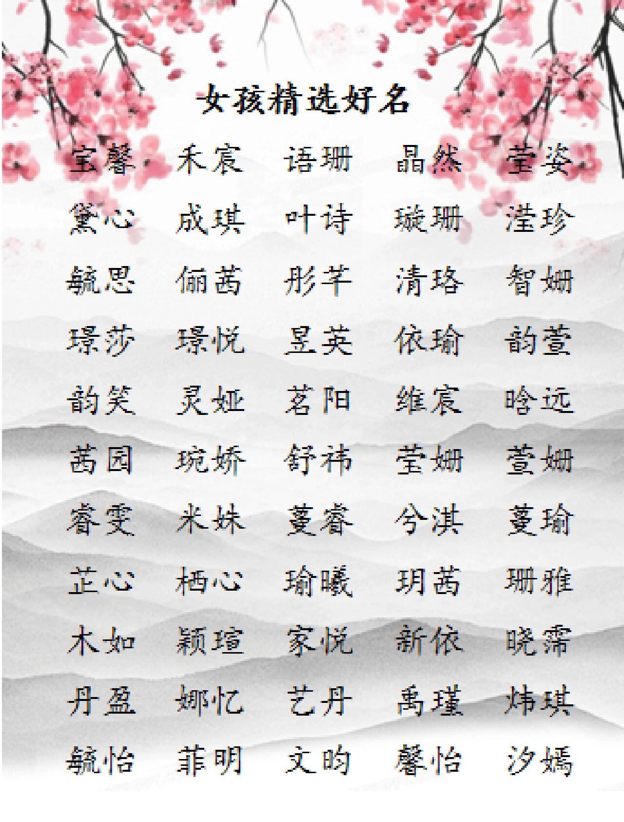 起名字女孩免费