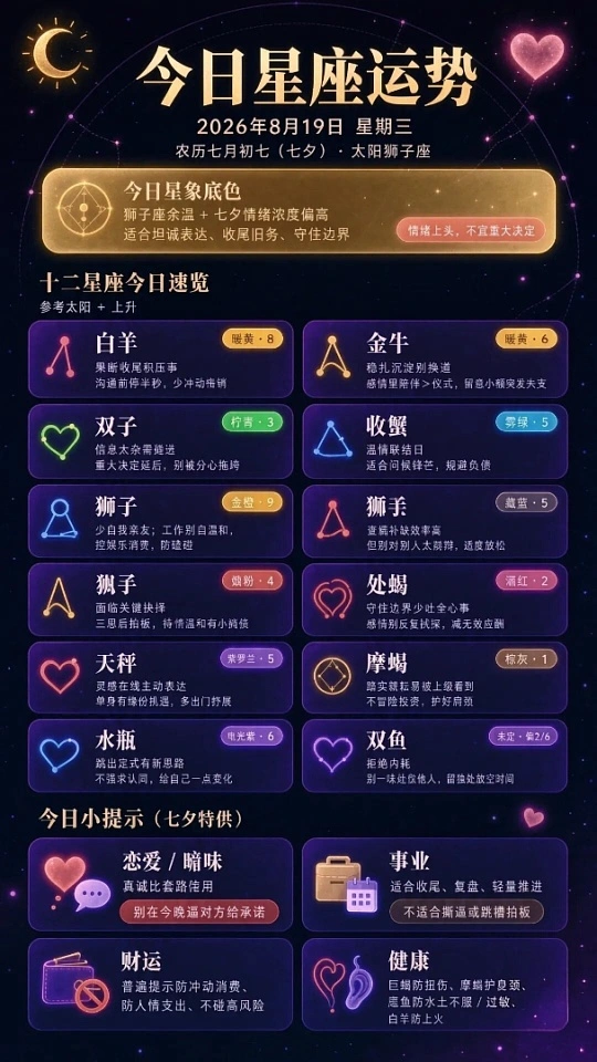 十二星座今日运势一览
