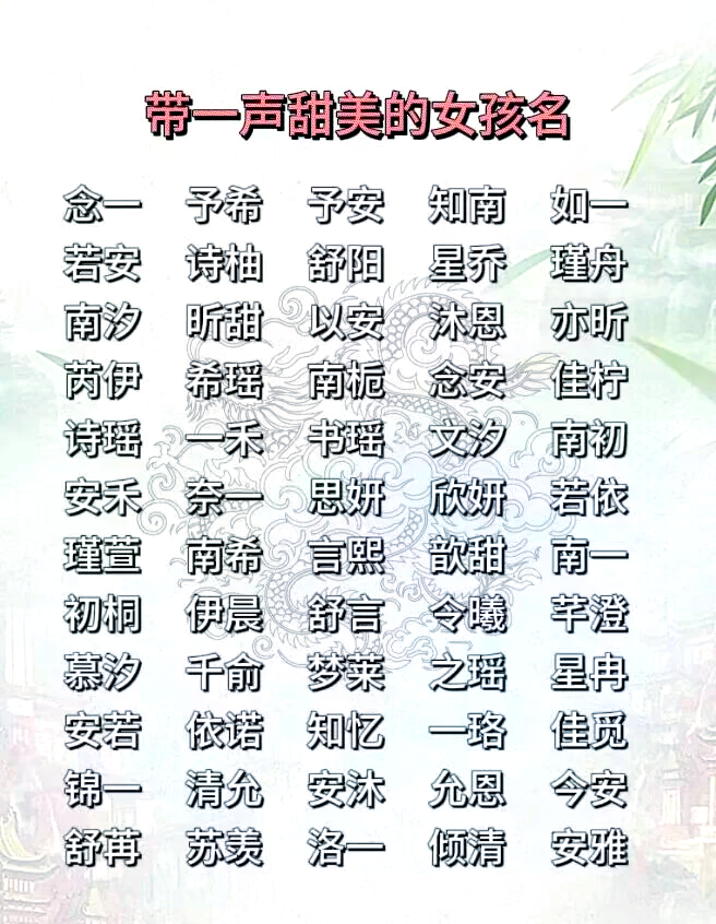 怎么给女孩起名字好听