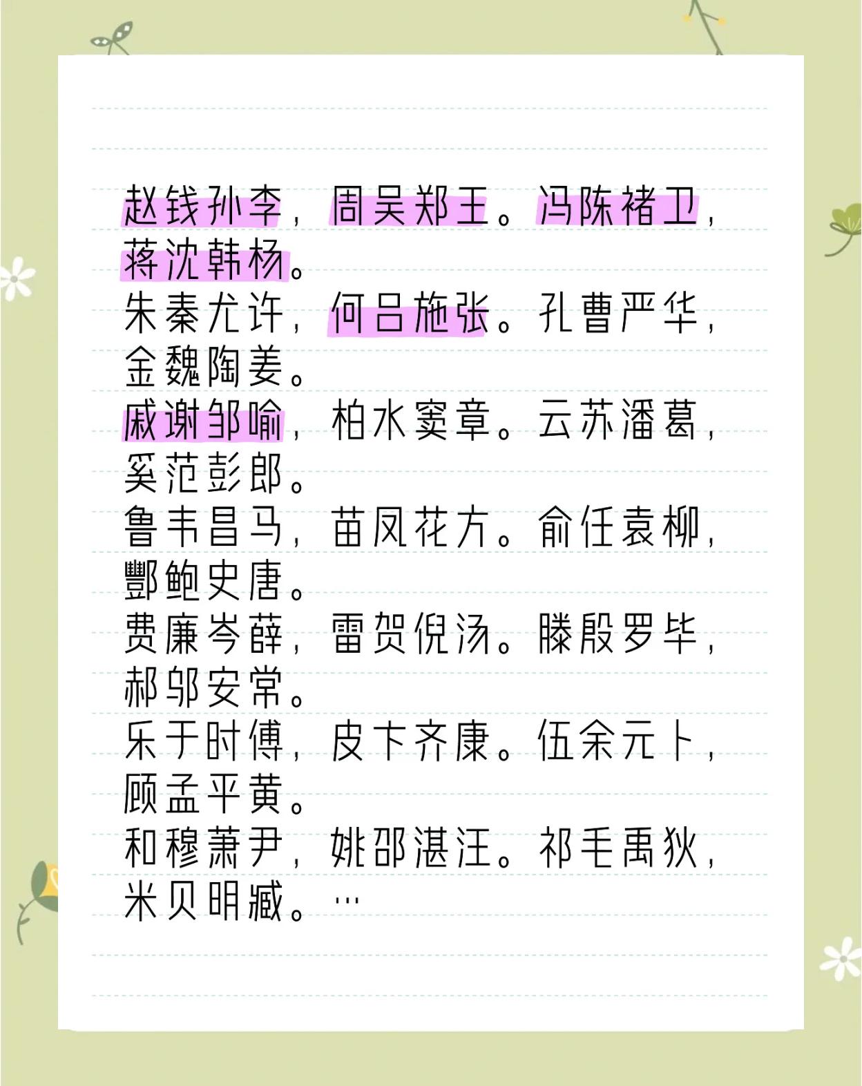 百家姓氏全部(百家姓氏全部名单) 百家姓氏全部(百家姓氏全部名单)