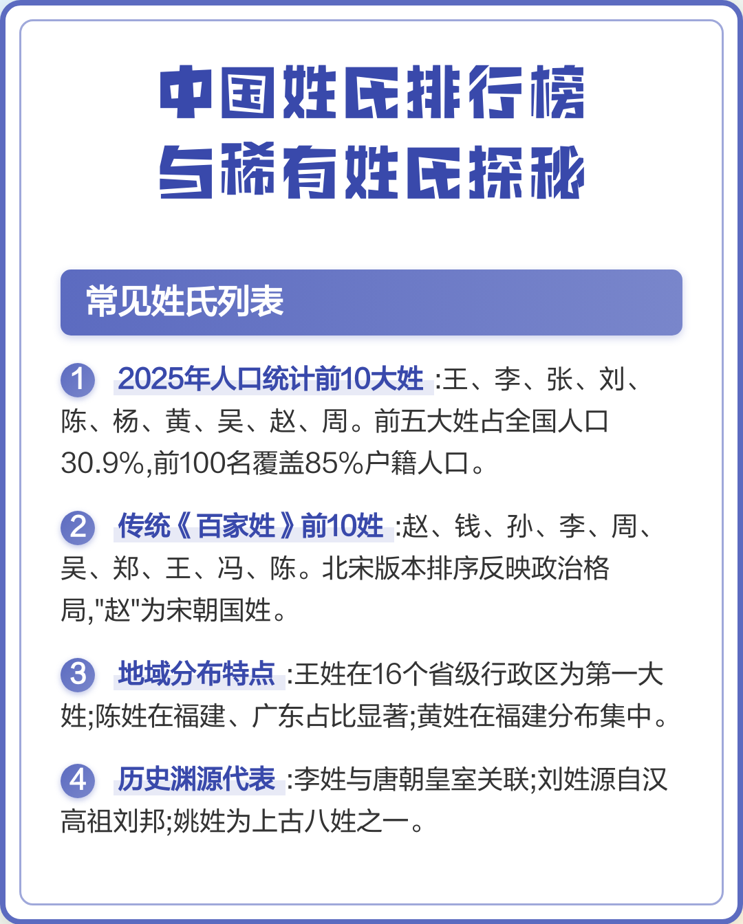 100个稀有姓氏列表(100个稀有姓氏排行表)
