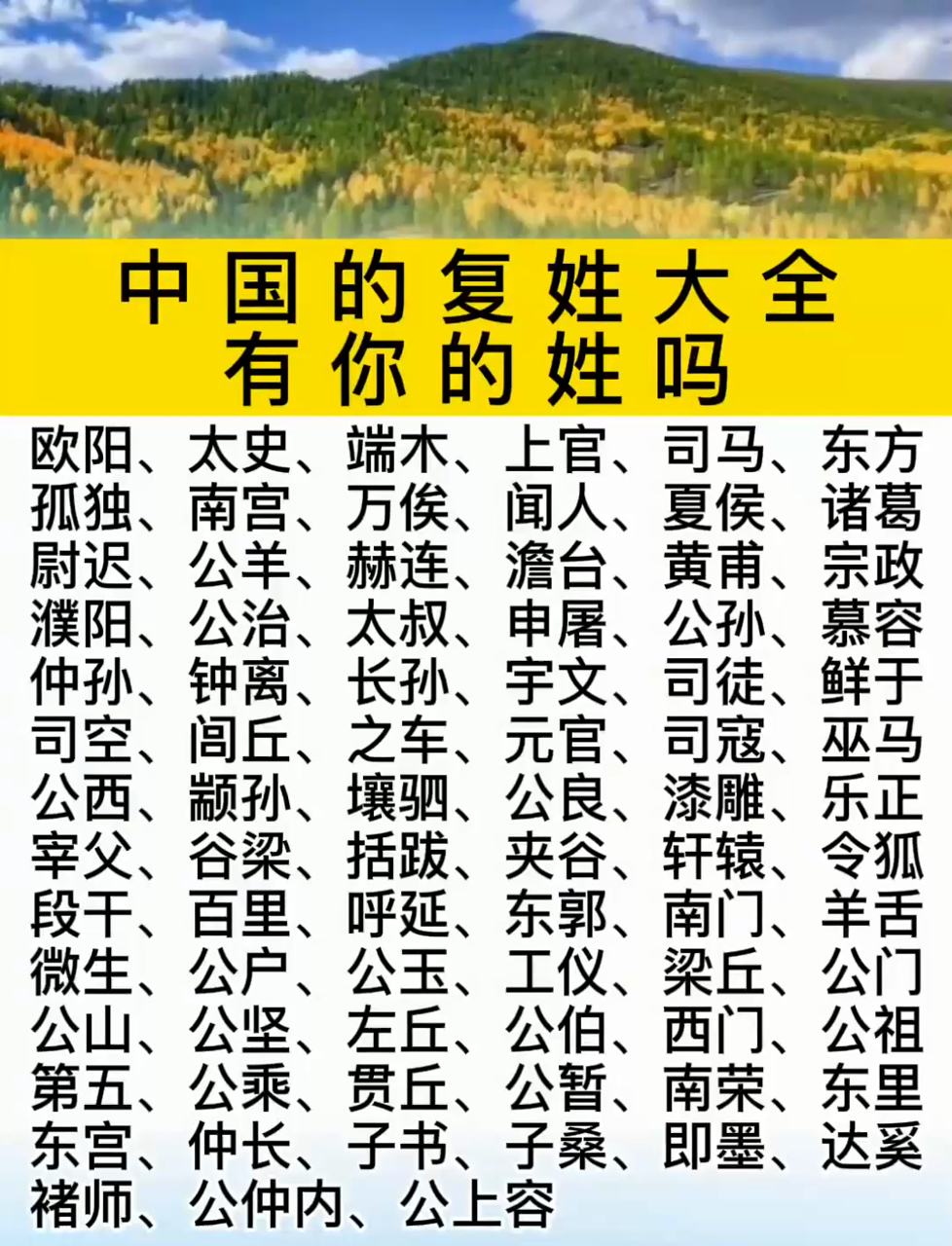 百家姓全部名字和姓氏(百家姓名大全排名一览表)