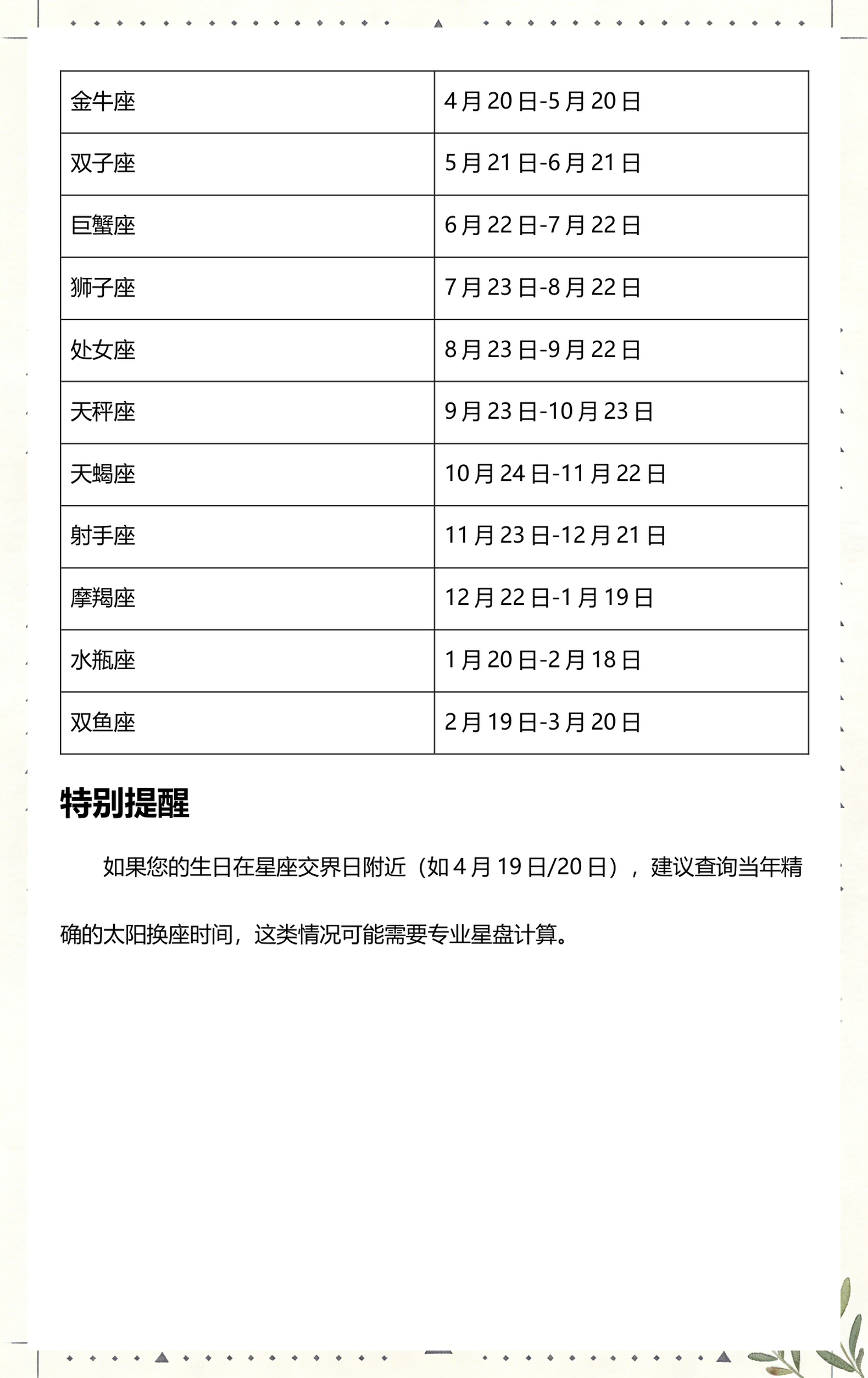 12星座的月份表公历(12星座12星座的月份表)