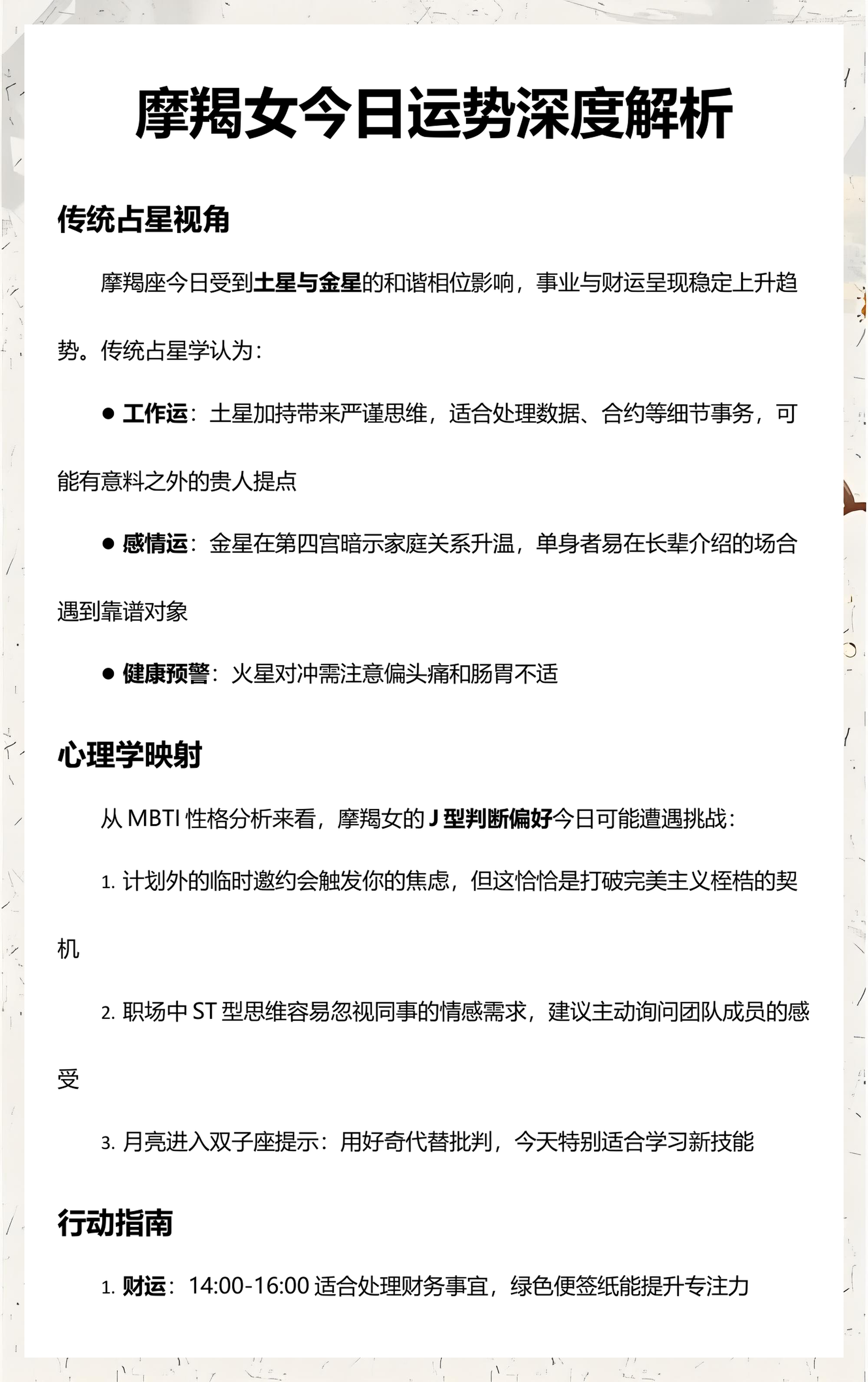 今日运势每日运程摩羯(今日运势每日运程摩羯座)