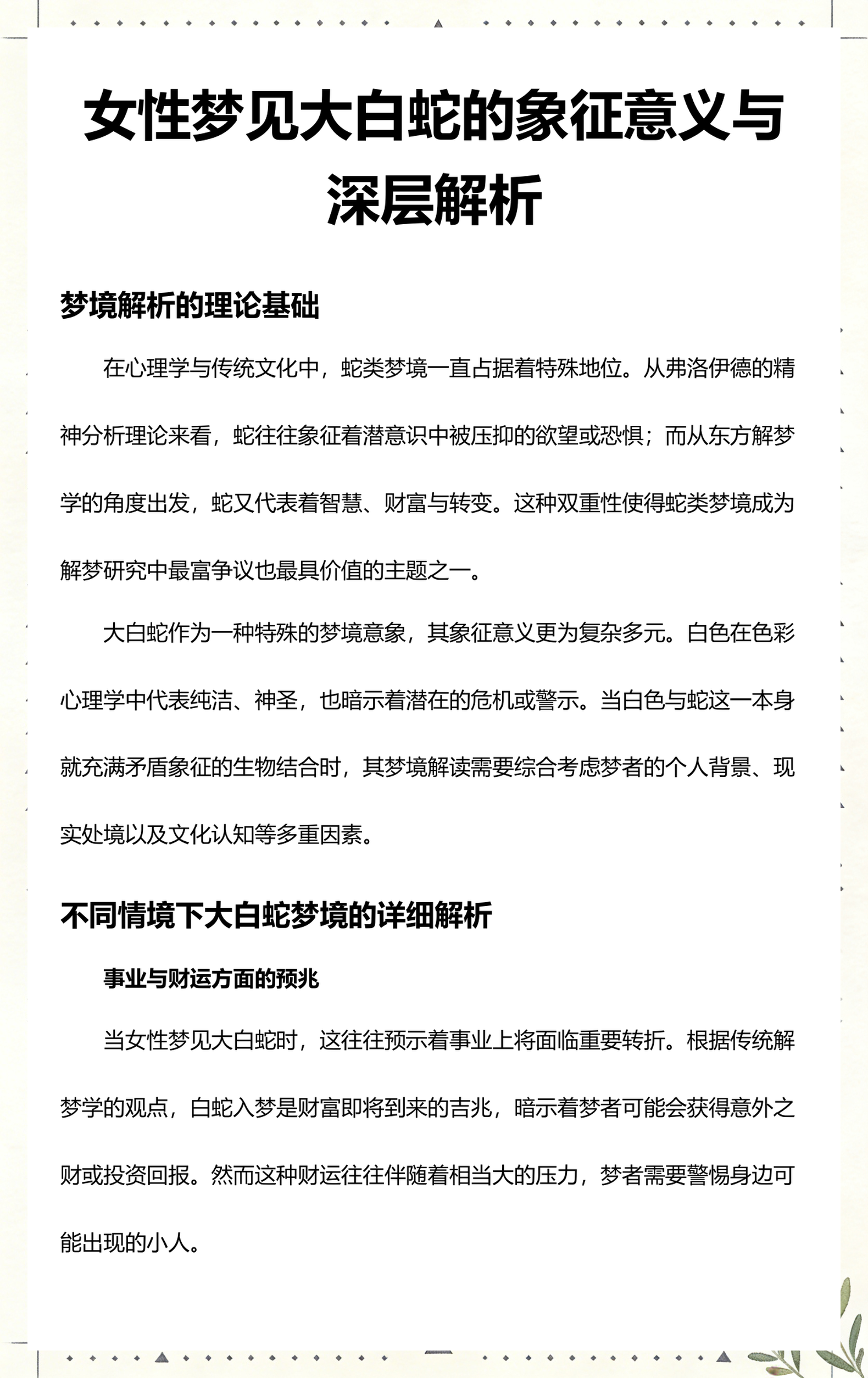 周公解梦蛇的吉祥寓意(周公解梦蛇的吉祥寓意和象征)