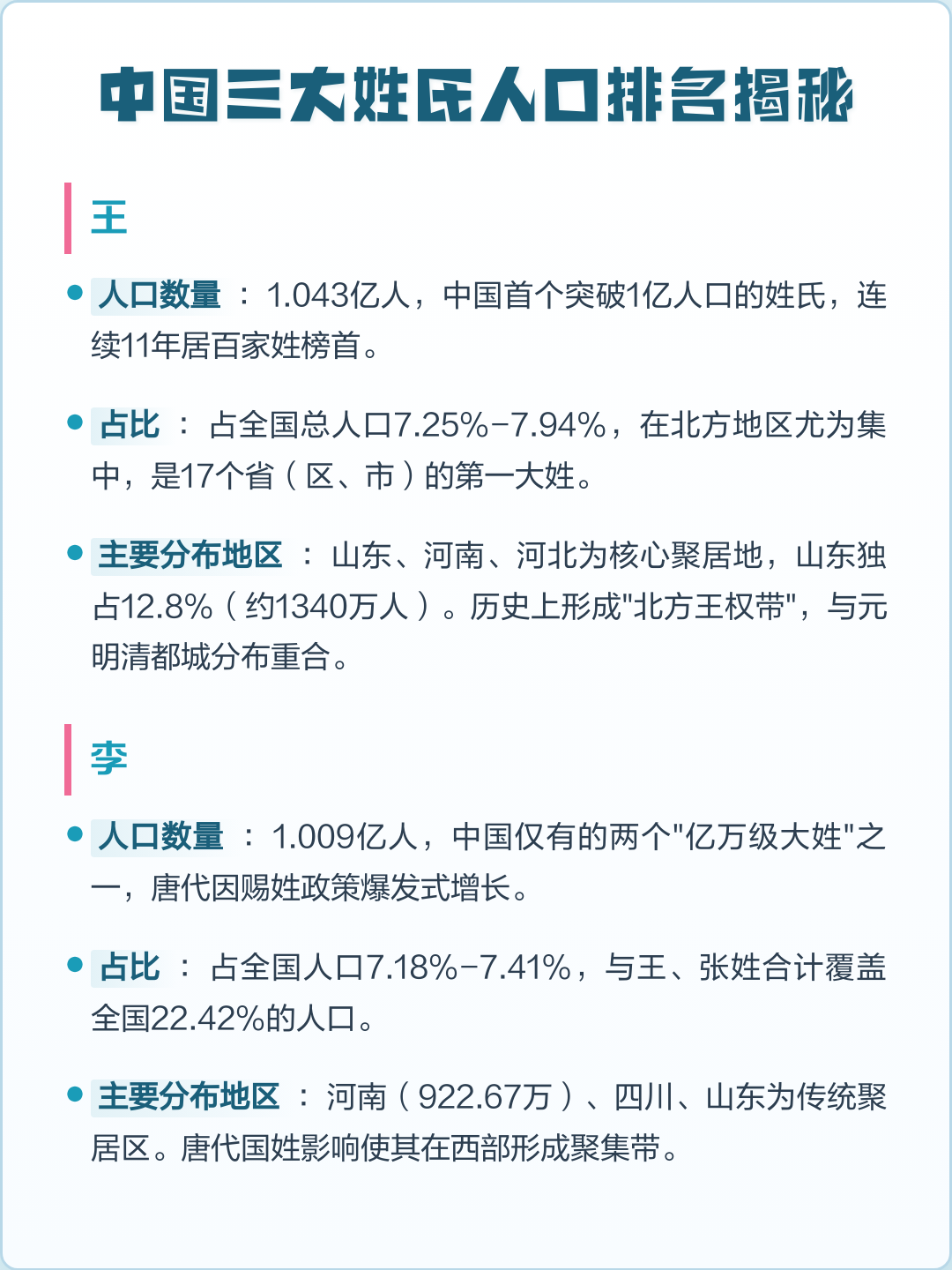 最大姓氏排名多少人口(中国最大姓氏排名前十名)