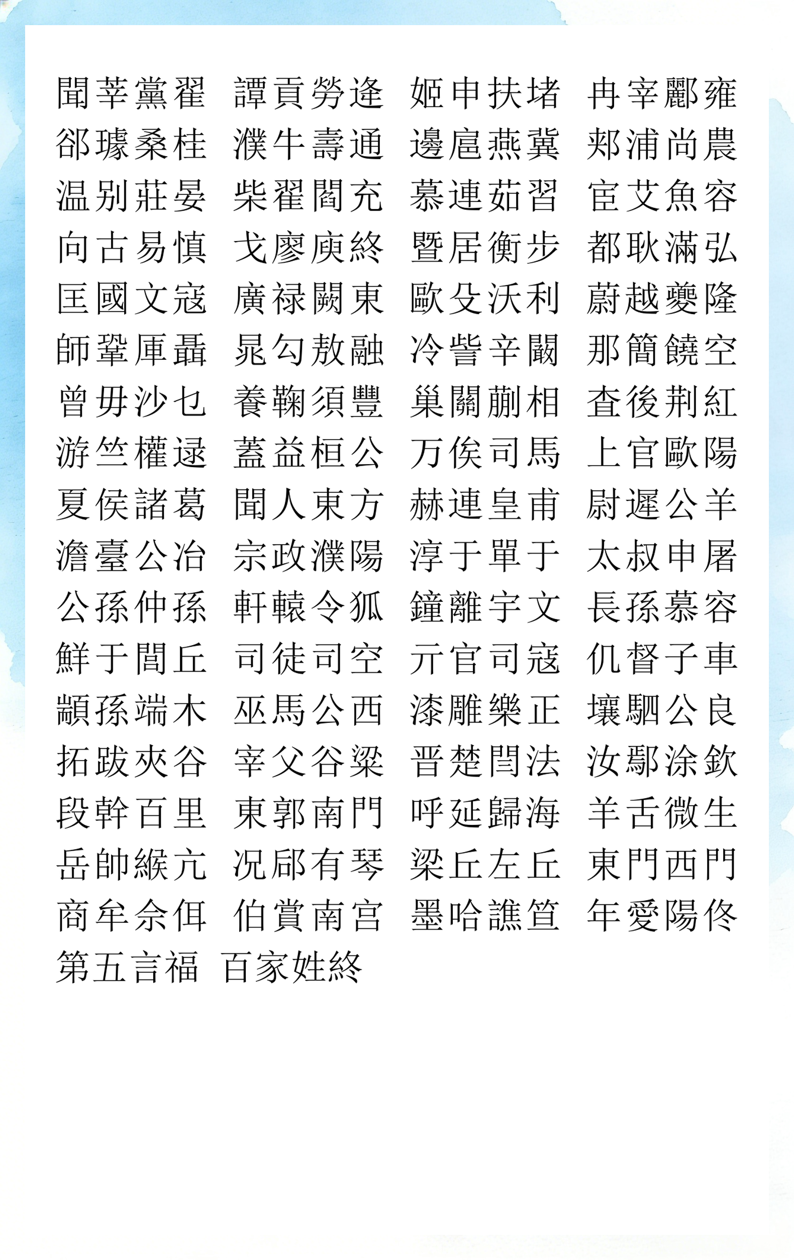 百家姓几个字算一句(百家姓几个字算一句话的)