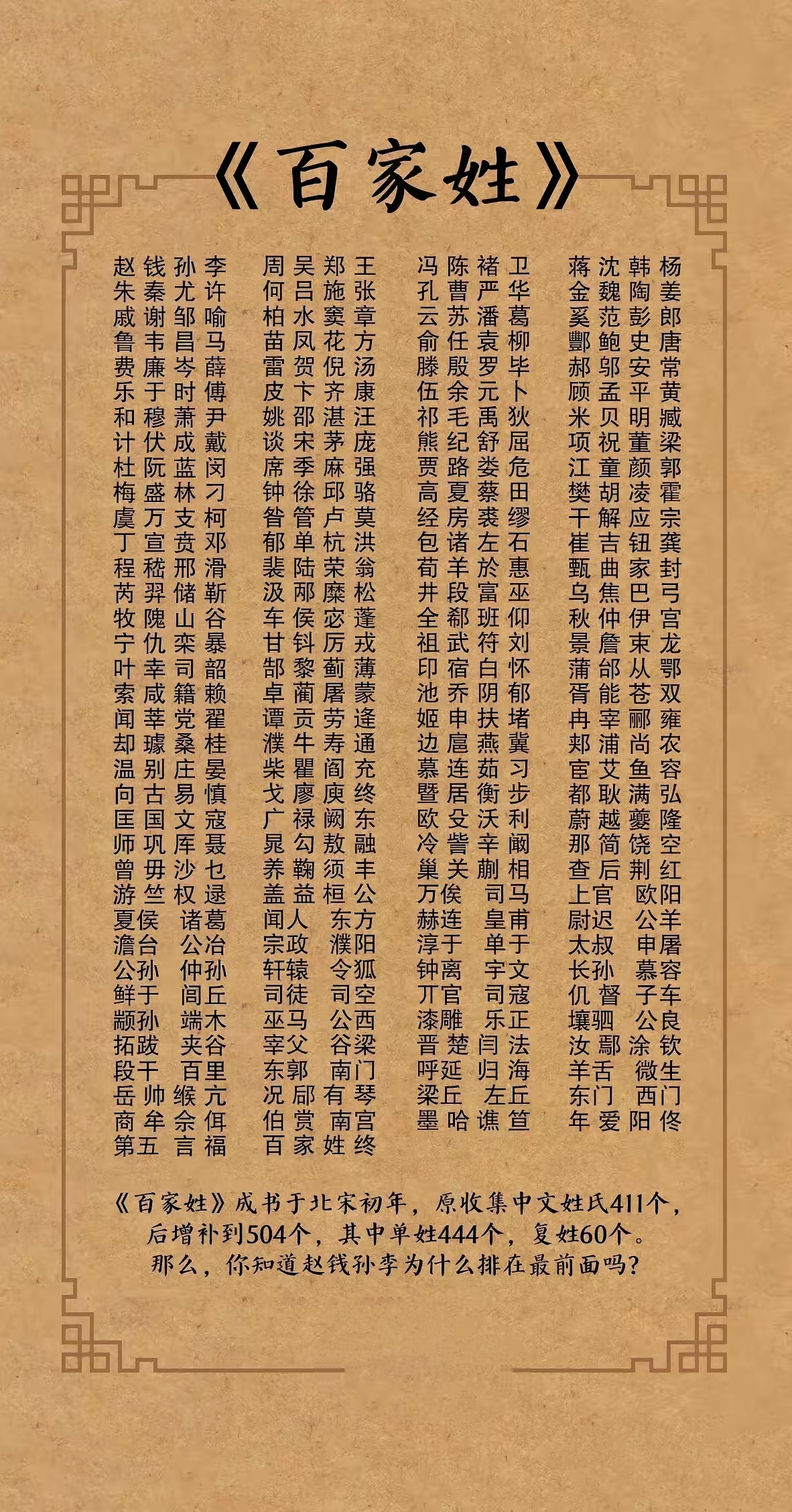 百家姓一共几个(百家姓总共多少个)