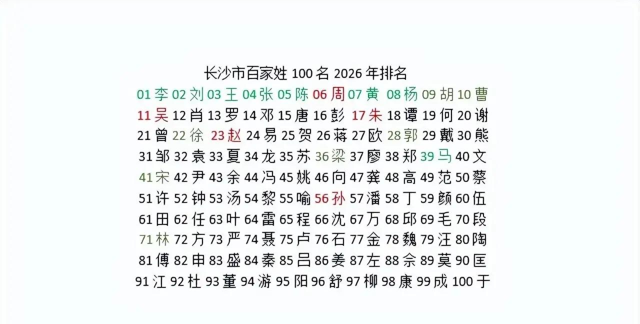 2026年百家姓排位(2026年百家姓最新排行榜前100)