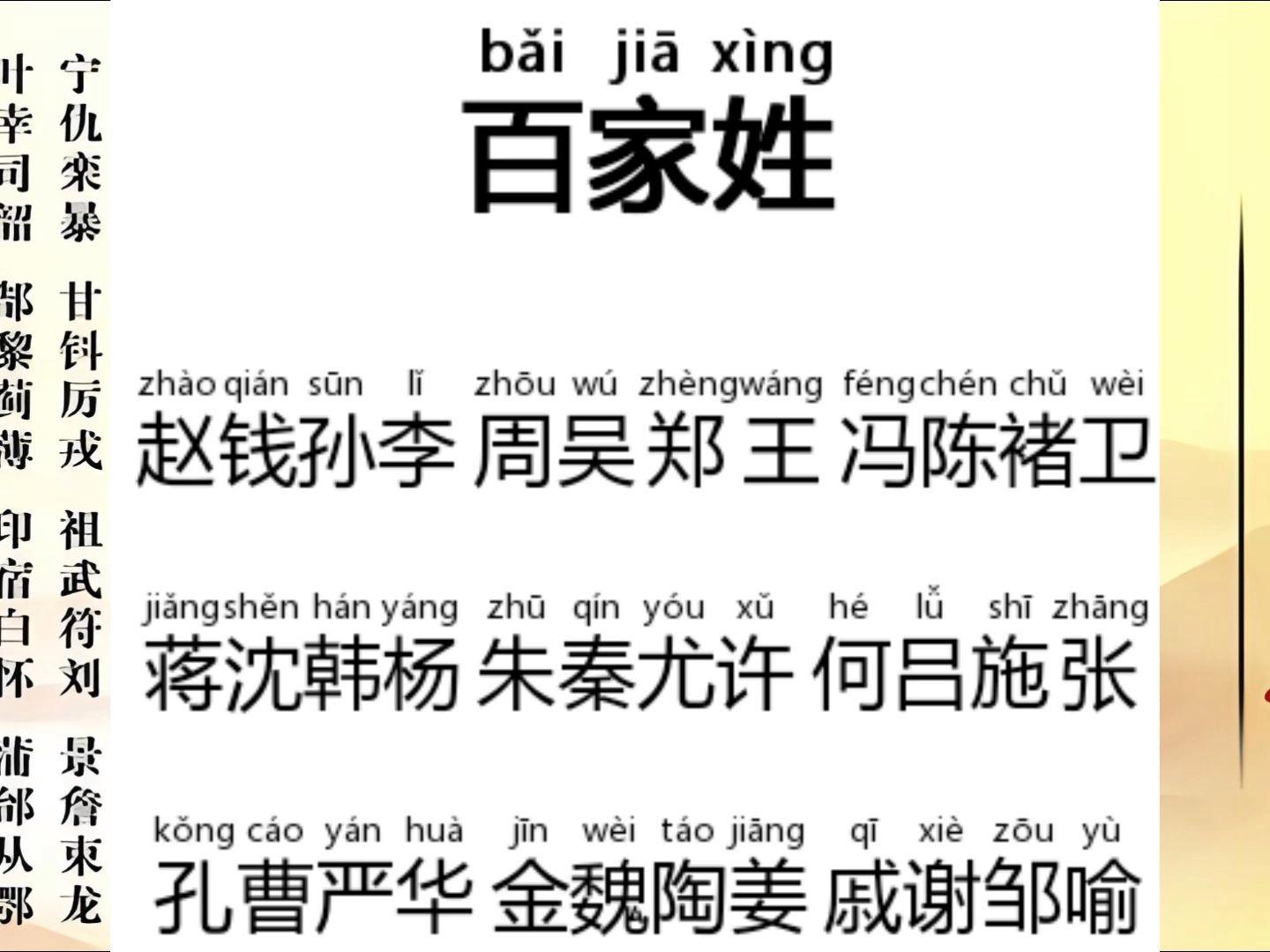 百家姓全文原声朗读(百家姓朗读全文朗读慢点) 百家姓全文原声朗读(百家姓朗读全文朗读慢点)