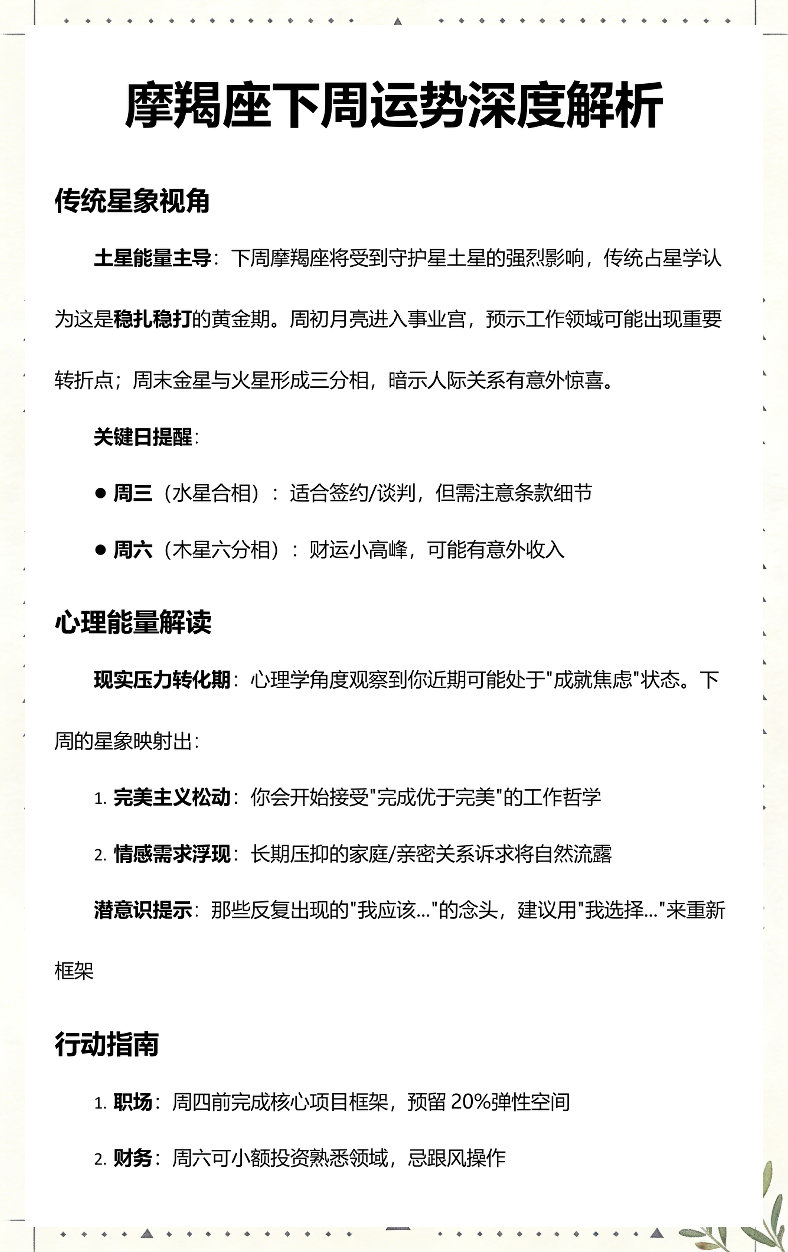 摩羯座下周财运大爆发(摩羯座下周七天财运预测)