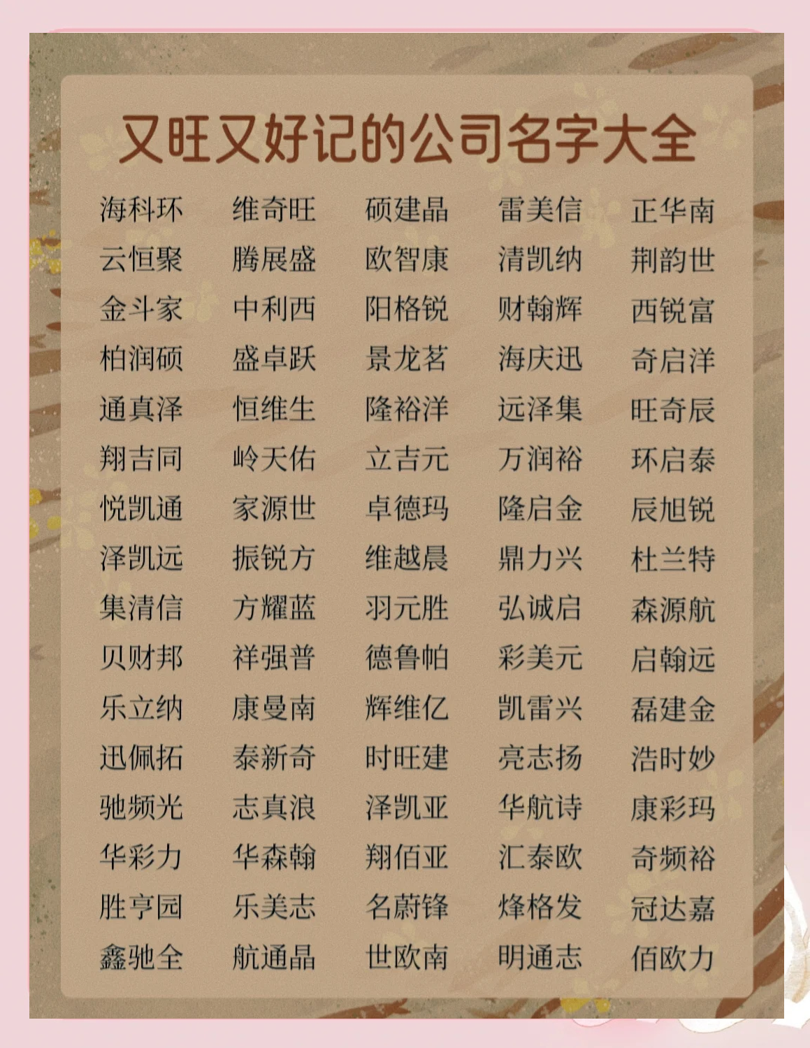 公司起名字典(公司起名字典大全)