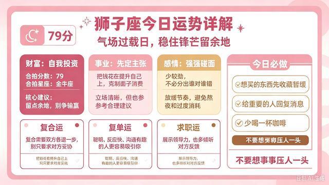 狮子座运势预测(狮子座运势预测女生)