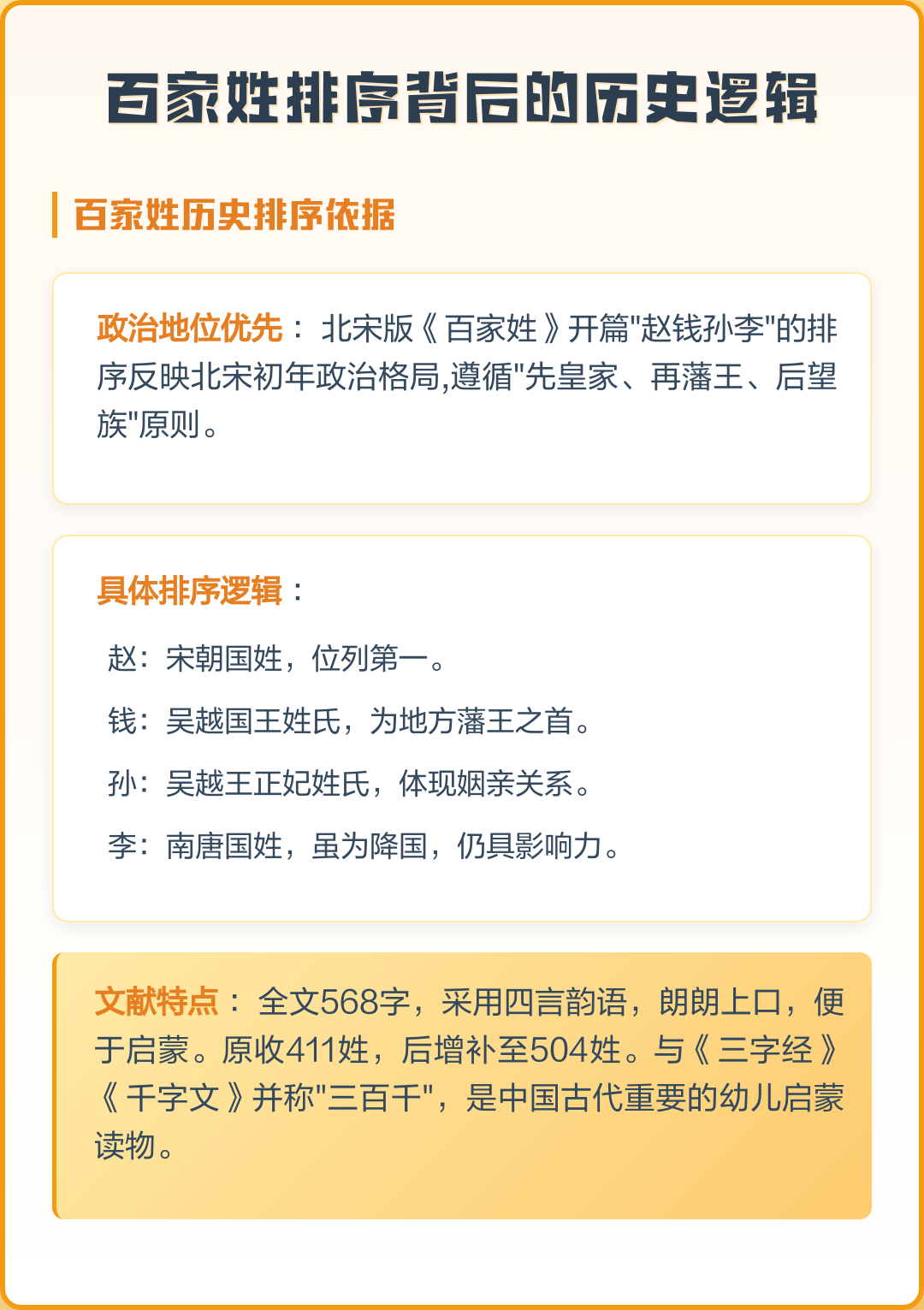 百家姓的排序有依据吗(百家姓的排序是按什么定) 百家姓的排序有依据吗(百家姓的排序是按什么定)