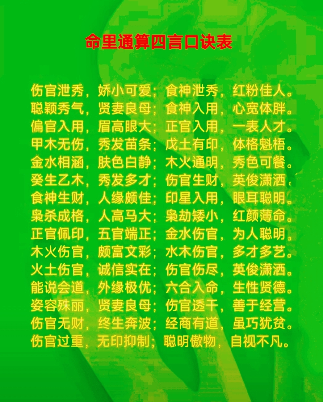 八字命理必背口诀(八字命理必背口诀完整版) 八字命理必背口诀(八字命理必背口诀完整版)