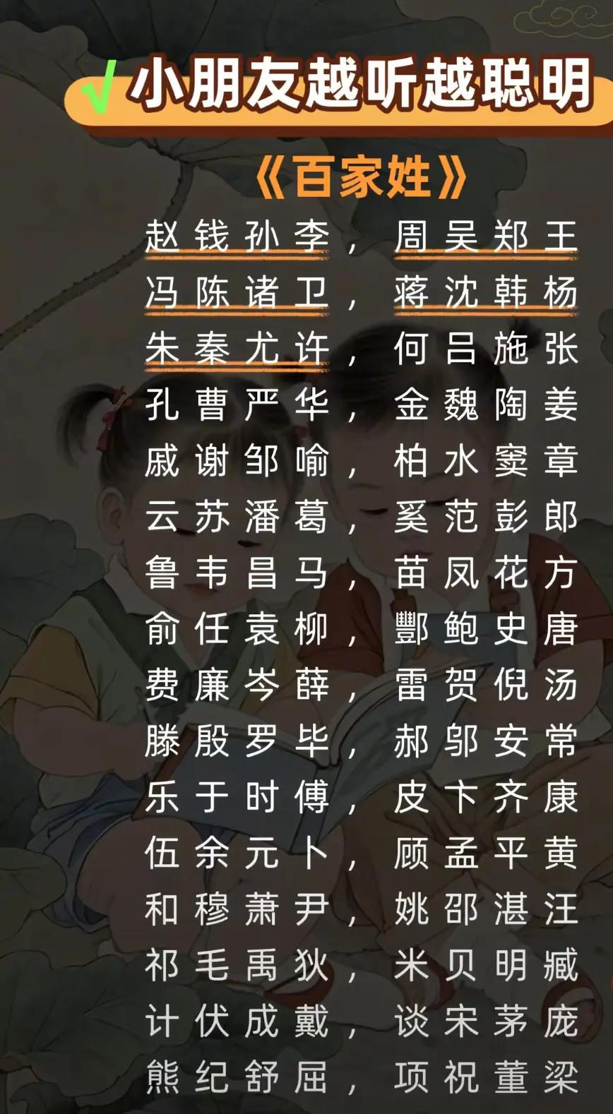 百家姓前100名完整名单的简单介绍